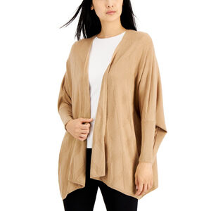Alfani Women's XS Beige Oversized Diamond-Stitch Open-Front Cardigan NWT